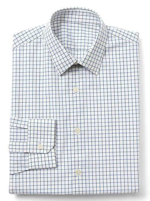 Gap Men Stretch Poplin Windowpane Slim Fit Shirt - Blue Edge