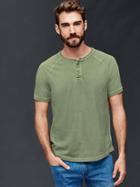 Gap Men Vintage Wash Short Sleeve Henley - Desert Cactus