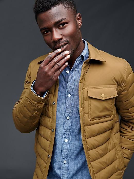 Gap Coldcontrol Lite Stretch Puffer Shirt Jacket - Palomino Brown