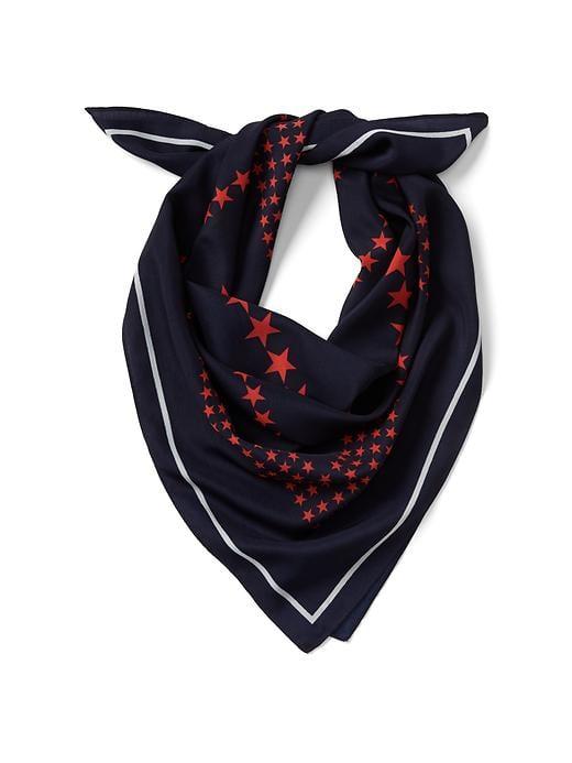 Gap Women Star Silk Square Scarf - Blue Star Print