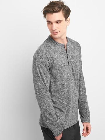 Gap Men Brushed Jersey Henley - Black Heather
