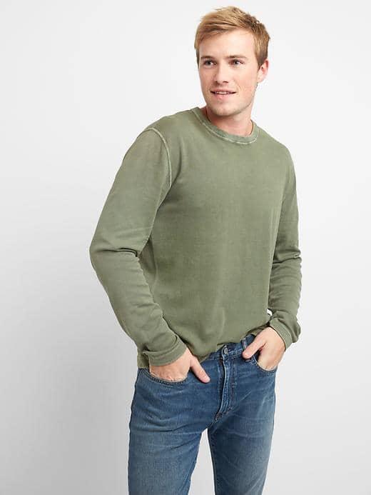 Gap Men Garment Dye Crewneck - Desert Cactus