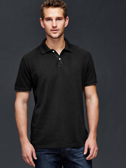 Gap Men Solid Pique Polo - True Black