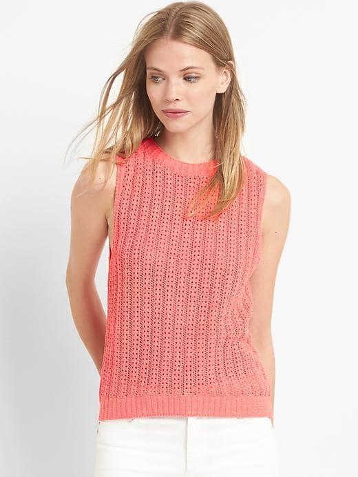 Gap Women Open Stitch Sweater Tank - Spring Coral Heather