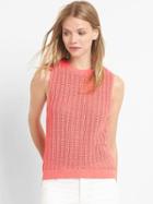 Gap Women Open Stitch Sweater Tank - Spring Coral Heather
