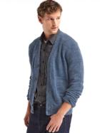 Gap Men Textured Button Cardigan - Navy