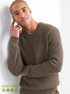 Gap Men Shaker Stitch Crewneck Sweater - Brown Solid