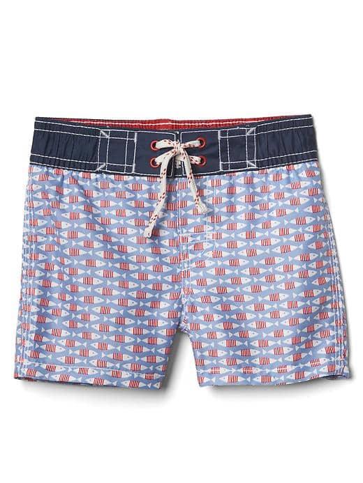 Gap Americana Fish Board Shorts - Air Stream Blue
