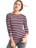 Gap Women Modern Boatneck Stripe Tee - Rich Wine