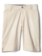 Gap Women Inset Panels Twill Bermuda Shorts - Stone