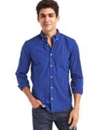 Gap Men True Wash Gingham Standard Fit Shirt - Brillant Blue