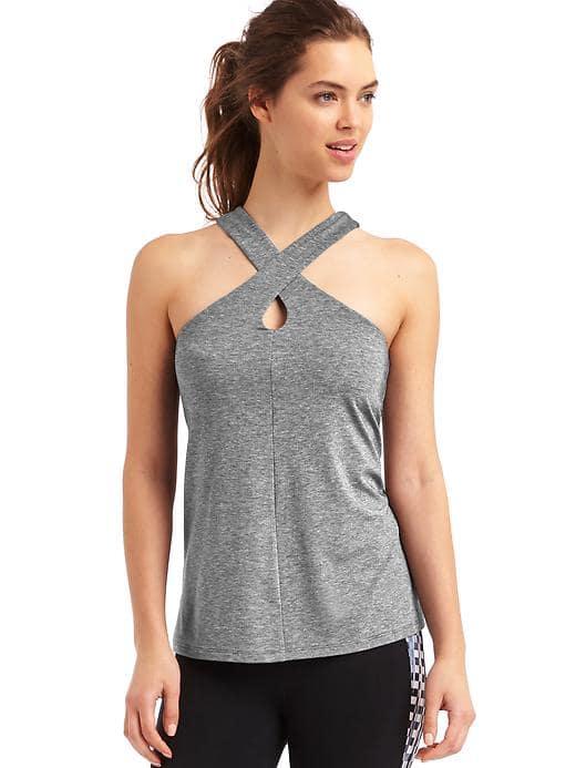 Gap Women Gapfit Breathe Keyhole Shelf Tank - New Heather Grey