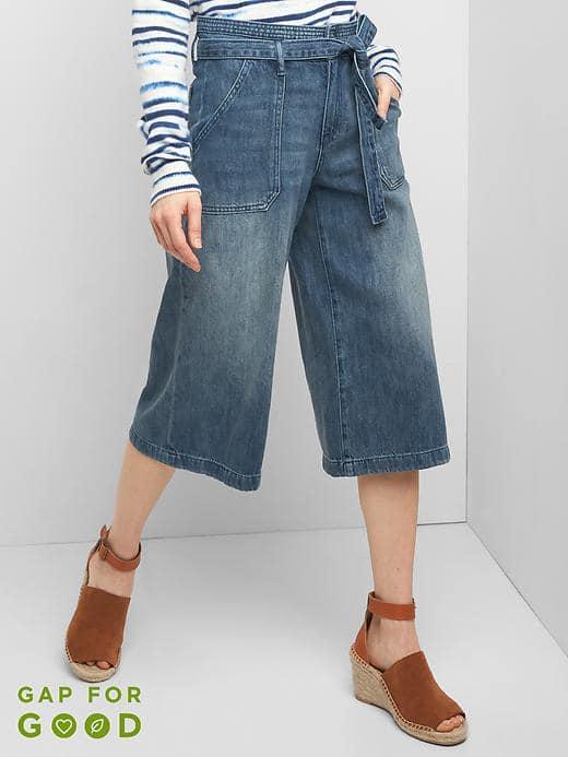 Gap Washwell High Rise Denim Culottes - Medium Indigo