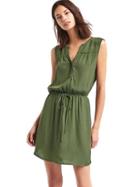 Gap Women Shirred Sleeveless Shirtdress - Jungle Green