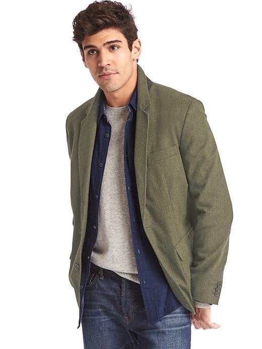 Gap Men Herringbone Blazer - Olive