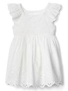 Gap Print Eyelet Flutter Dress - White