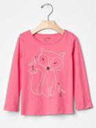 Gap Glitter Graphic Long Sleeve Tee - Knockout Pink