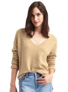Gap Women Wide V Neck Pullover Sweater - New Camel