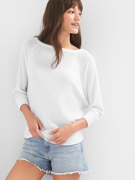 Gap Waffle Knit Boatneck Sweater - White