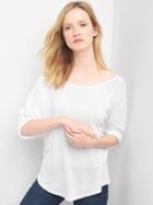 Gap Linen Three Quarter Sleeve Raglan Tee - White
