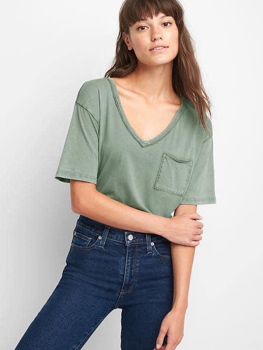 Gap Women Boyfriend Tee - Vintage Palm