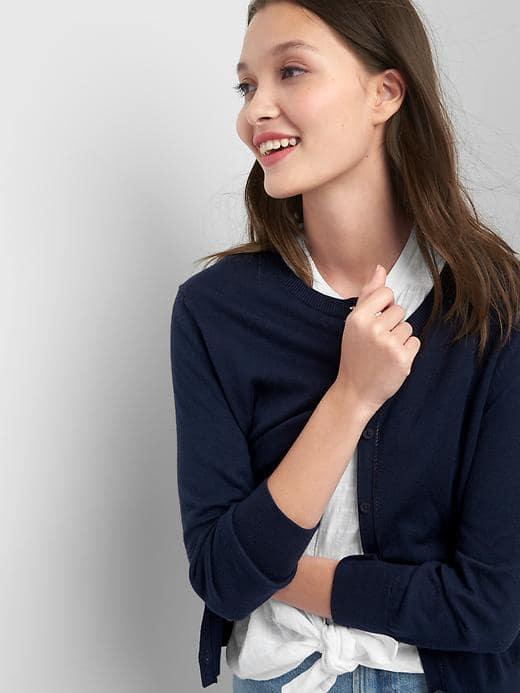 Gap Women Three Quarter Sleeve Cardigan - True Indigo