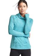Gap Women Stripe Mock Neck Pullover - Truly Teal