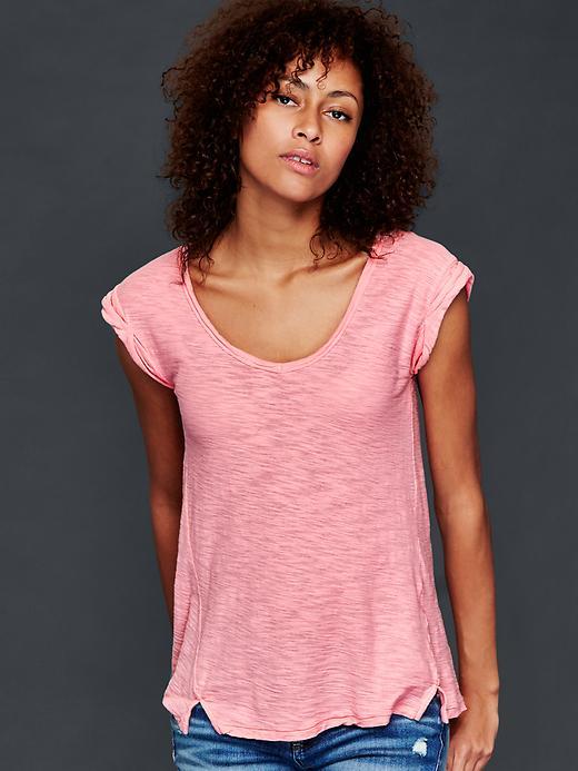 Gap Slub Roll Sleeve Tee - Coral Reef