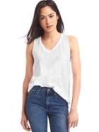 Gap Women V Back Tank - White