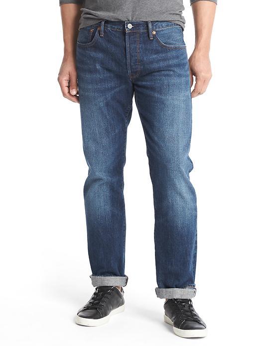 Gap Men X Red Original 1969 Selvedge Straight Fit Jeans - Medium Indigo