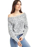 Gap Women Cozy Dolman Sleeve Sweater - White & Blue