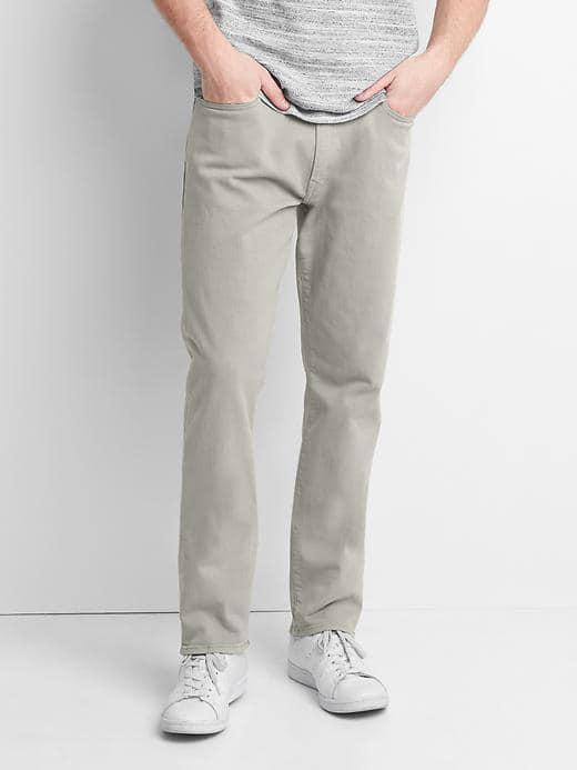 Gap Men Twill Athletic Fit Pants Stretch - Gray