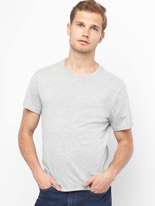 Gap Women Essential Short Sleeve Crew T Shirt - Light Heather Gray