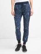 Gap Women Studio Stripe Panel Joggers - Blue Floral