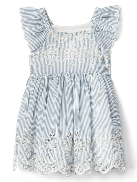 Gap Print Eyelet Flutter Dress - Mascot Blue