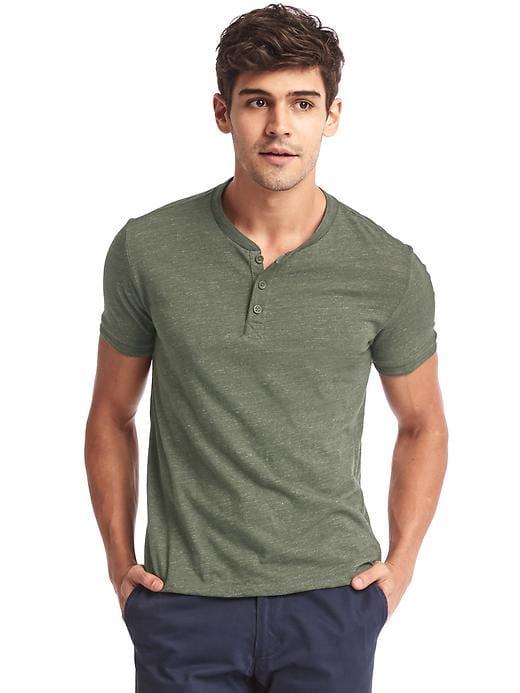 Gap Men Slub Short Sleeve Henley - Dark Olive
