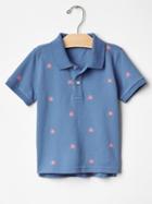 Gap Print Pique Polo - Bainbridge Blue