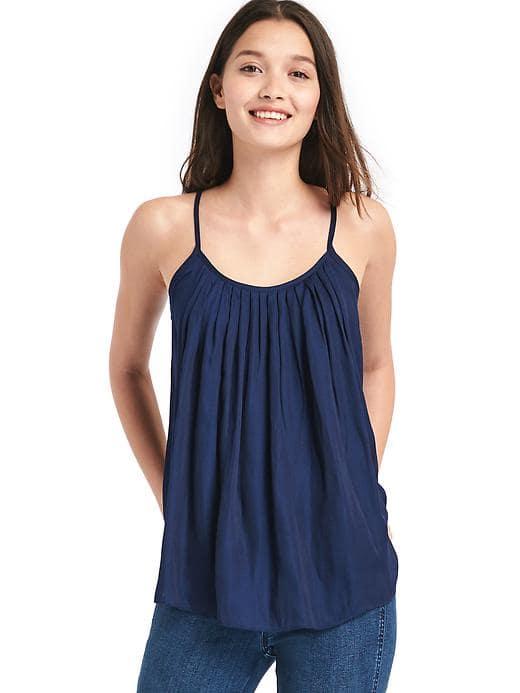 Gap Pleat Scoop Neck Tank - Dark Night