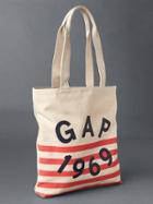 Gap Women Small Logo Stripe Tote Bag - Natural