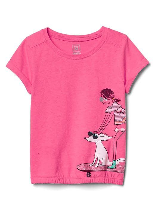 Gap Embellished Graphic Bubble Tee - Pink Pop Neon