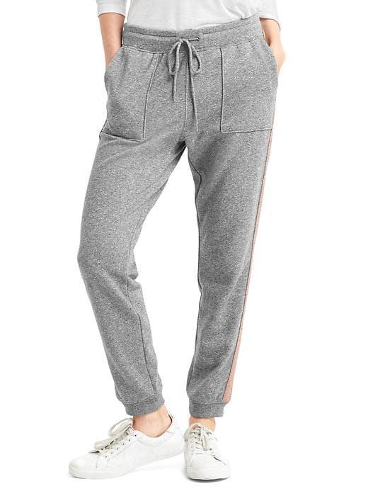 Gap Women Shimmer Side Stripe Joggers - New Heather Grey