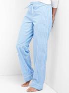 Gap Women Poplin Sleep Pants - Light Blue Stripe