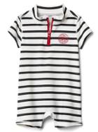 Gap Stripe Zip Henley Rashguard One Piece - Dark Night