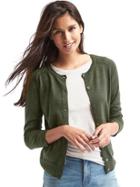 Gap Women Merino Wool Crewneck Cardigan - Olive