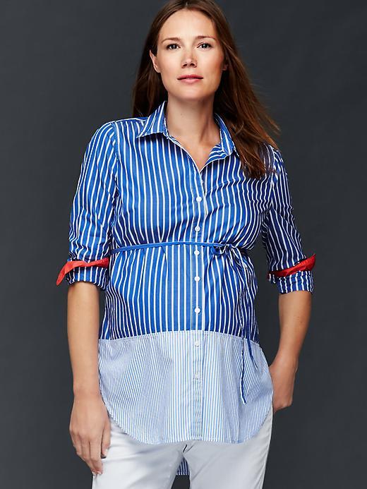 Gap Multi Print Tie Belt Shirt - Blue Combo