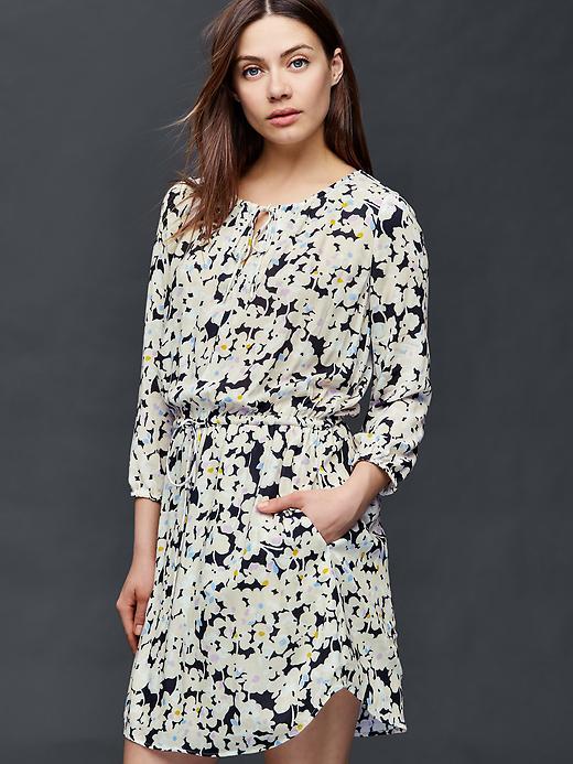 Gap Women Three Quarter Sleeve Print Shirtdress - Cast Iron
