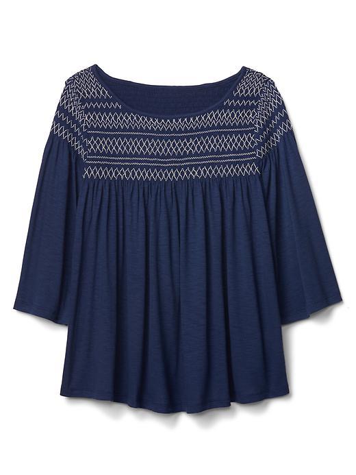 Gap Women Smocked Bell Sleeve Top - Comet Blue