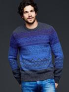 Gap Men Lambswool Fair Isle Crew Sweater - Blue Print