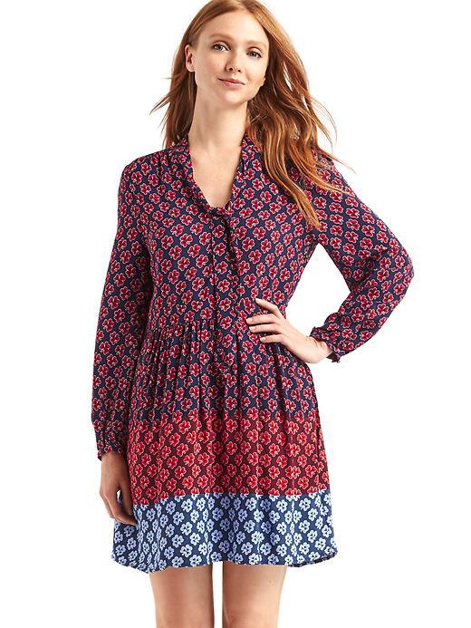 Gap Women Tie Neck Clover Print Dress - Floral Print