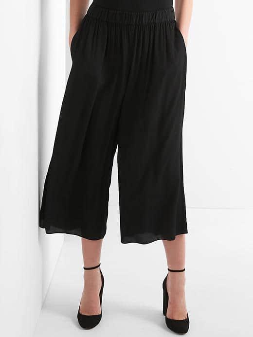 Gap Women Drapey Crepe Culottes - True Black